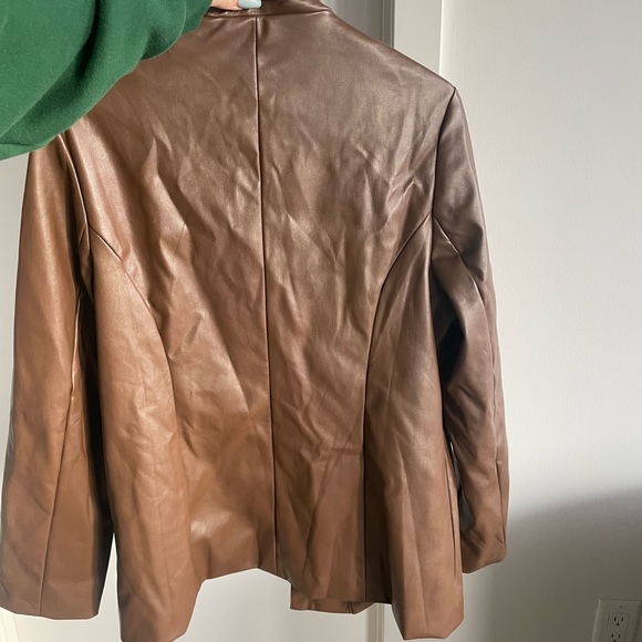 Brown leather blazer - Picture 3 of 4